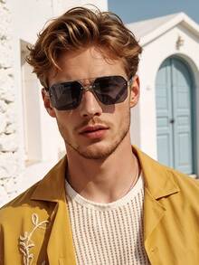 1 Pair Men's Sunglasses, Classic Aviator Frame, Perfect Blend Of Modern Style And Classic Charm, Suitable For Driving, Travel, Daily Wear, Fits All Face Shapes. - Multicolor - View 5