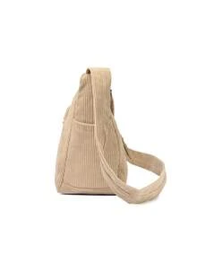 Simple Style, Large Capacity Crossbody Bag, Lightweight And Casual Dumpling Bag, Portable Travel Shoulder Commuting Bag - Apricot - View 7