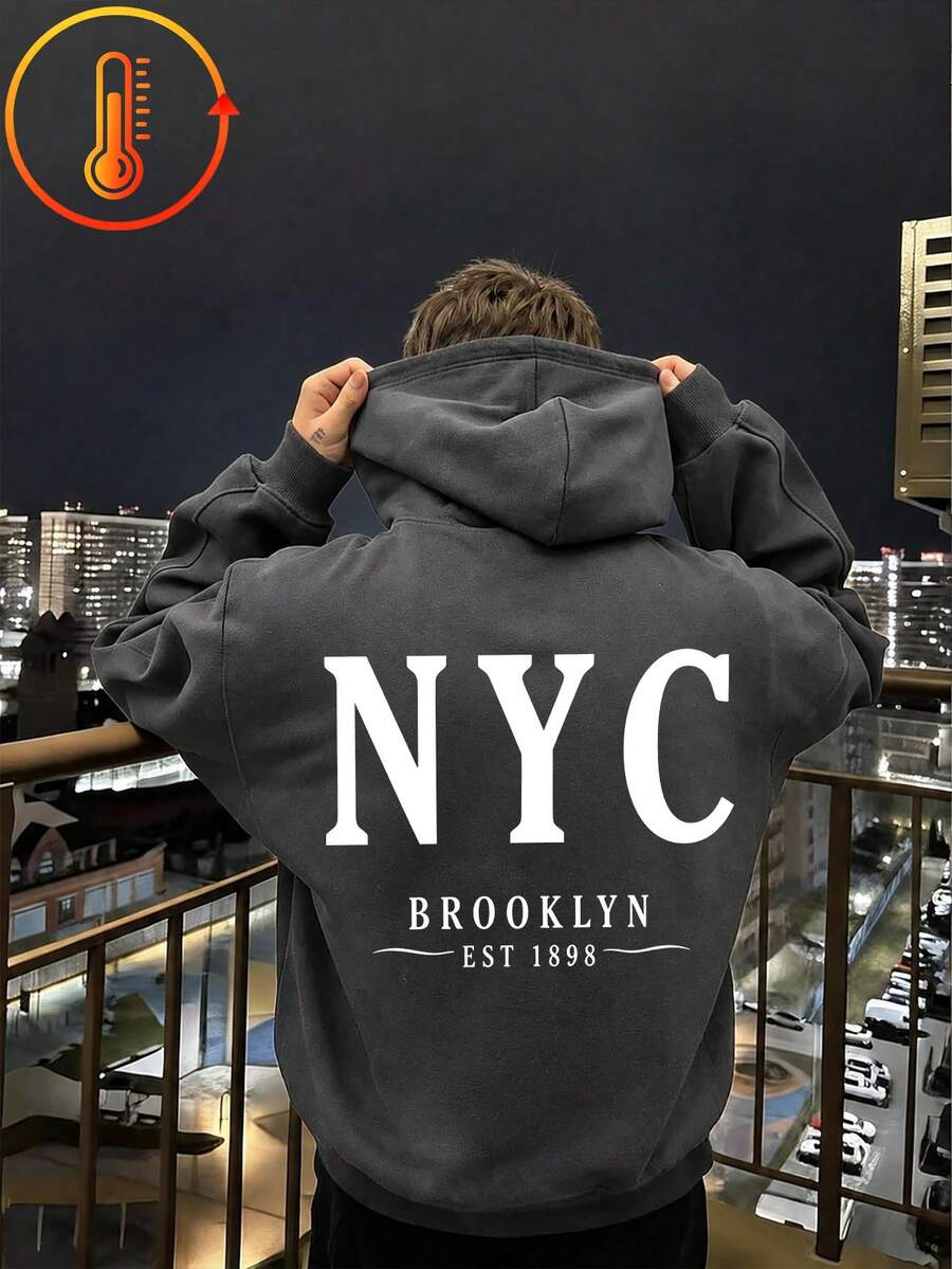 Tween Boy Fun Print Sweatshirt, Warm & Comfortable Thermal-Lined Pullover Sweatshirt For Autumn/Winter - Dark Grey - View 1