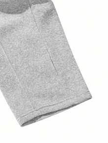 New Arrival | 1pc Women's Elastic Drawstring Waist Vertical Split Stitch Design Minimalist Casual Street Style Spring/Autumn Loose Straight Wide Leg Pants For Daily Commute, Sports And Leisure - Grey - View 3