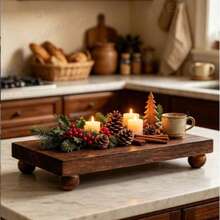 1pc Wooden Base Kitchen Tray, Farmhouse Style Wooden Base Riser - Multicolor - View 4