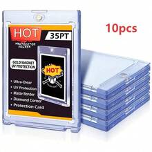 10pcs/6pcs/1pc Magnetic Card Sleeves, 35lb Hard Card Holders, Suitable For Trading Cards, Standard Cards, Sports Cards And Baseball Cards - Clear - View 7