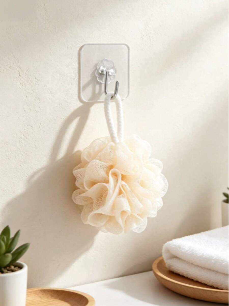 20/16/6/1 Set Strong Adhesive Transparent Wall Hooks - Casual Style, Easy Installation, No Drilling Required, Plastic Heart-Shaped Practical Hooks, Suitable For Kitchen And Bathroom, Bathroom Storage, Bathroom Decor - Multiple Styles - View 1