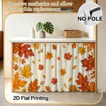 1PC White Autumn Maple Leaf Printed Kitchen Cabinet Curtain, Featuring Scattered Maple Leaf Patterns, 2D Flat Printing, Perfect For Autumn Thanksgiving Decorations, And Suitable For Kitchen Shelves And Cabinet Covers - Multicolor - View 8