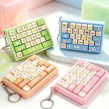 1pc Cartoon Animal Mini Keyboard Fidget Keychain, Rabbit Dog Duck Bear Pattern Mechanical Sound Press Keycap Sensory Toy, Metal Key Ring Bag Charm Pendant, Stress Relief Decompression Toy For Kids Teens Girls - Multicolor - View 3