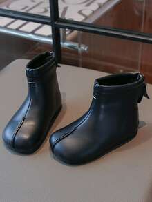 Sepatu Bot Pendek Anak Perempuan dengan Sol Lembut, Nyaman, dan Resleting Belakang, Sepatu Bot Kasual Retro Anti Selip untuk Anak-Anak - Hitam - View 7