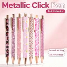 Random New Luxury Full Rhinestone Metal Ballpoint Pen, Black Ink 1.0, Shiny Metal Retractable Ballpoint Pen, Multi-Color Glitter, Shiny Black Ink Flower-Shaped Gift Pen, Suitable For Office, Company And School - Multiple Styles - View 1