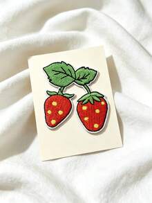 5Pcs/10Pcs Strawberry Embroidered Patch Iron On Sew On Fruit Applique For Clothing Jacket Backpack DIY Craft Decor - Strawberry - View 5