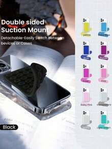 28 Suction Cup Phone Holder, Reusable Double-Sided Mount, No Glue Needed, Suitable For Makeup, Fitness, Shower, Car, Kitchen And More Occasions, Compatible With Android Phones, Great Gift Choice And Practical Phone Accessory, Halloween, Christmas Supplies - Black - View 8