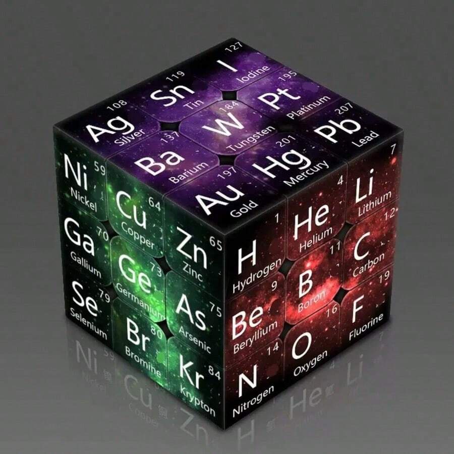1pc 3x3x3 Chemical Element , Creative Educational Chemistry Toy, Suitable For Students And Adults, Learning Supplies, Back To School Essential - Multicolor - View 1