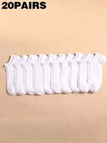 20 Pairs Women's White Boat Socks, Sweat-Absorbent Breathable Comfortable Invisible Socks, Suitable For Daily Wear, Sports, Business Socks, Unisex, All Seasons, Best Gift Choice For Holidays - White - View 4