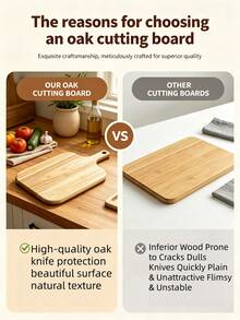3 PiecesOak Wood Chopping Board Set – Multi-Sized Cutting Boards With Handles – Multipurpose Charcuterie Serving Board For Kitchen Cooking - Apricot - View 3
