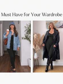 Oillpretty 1pc Black Plus Size Women's Ribbed Sleeveless Bodysuit, Small Notch U-Neck Wide Strap U-Shaped Back, High Elasticity Tummy Control Waist Shaping Butt Lifting Bodycon Jumpsuit, Suitable For Yoga Fitness, Streetwear, Daily Commute, Plus Size Shapewear - Black - View 9