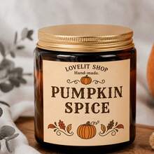 Cozy Autumn Pumpkin Spice Amber Jar Scented Candle, Vintage Home Decor, Suitable For Harvest Season And Holiday Scenes, Warm Pumpkin Spice Scented Glass Candle, Long-Lasting Fragrance, Perfect Gift For Autumn Thanksgiving Lovers, Handmade Pumpkin Spice Candle, Thoughtful Gift For Housewarming, Thanksgiving, Autumn Party - one-size - View 6