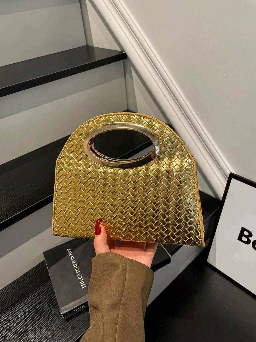 Elegant/vävt mönsterdesign box clutch; romantisk bröllopsfest handväska; charmig/utsökt kvällsclutch; glänsande färgad boxväska