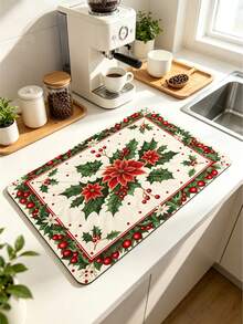 1PC Christmas Element Welcome Mat, Diatomite Absorbent Small Rug, Non‑Slip Floor Mat For Stove Coffee Machine Water Bar Counter, Christmas Halloween Home Decor, Indoor Outdoor Doormat For Front Door Kitchen Area - Multicolor - View 11