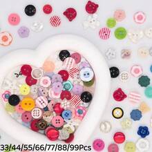 33/44/55/66/77/88/99Pcs Mixed Style Colorful Decorative Buttons Random Colors, Heart Flower Star Shape Resin Buttons, DIY Crafts Multi-Shape Sewing Buttons, Scrapbooking, Card Making, Handmade Jewelry, Clothing Decoration Accessories - Multicolor - View 12