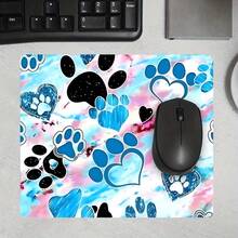 Blue‑Pink Square Mouse Pad Small Mousepad Paw Prints Hearts Tie Desk Accessories, Stitched Edge Non‑Slip Rubber Base 9.4x7.8 Inches Desktop Protector Computer Desk Mat Laptop Keyboard Pad For Home Office School Gaming - View 10
