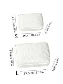 Plain Grid Travel Storage Bag 2pcs Set, Smooth Zipper Large & Small Size Luggage Clothing Organizer Packing Cubes - Multicolor - View 2