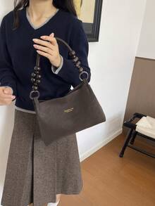 高端高品質奢華麂皮啞光腋下包 女款新款法棍包 休閒通勤單肩手提包 - 咖啡 - 查看 6