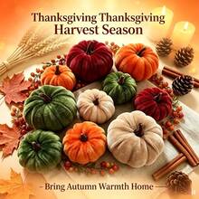 8Pcs/Set Halloween Artificial Pumpkin Decor, Includes 3.27" And 2.05" Sizes, With Orange, Brown, Green And Beige Artificial Pumpkins, Suitable For Autumn Harvest Festival/Thanksgiving, Halloween, Table And Desktop Decoration - Multiple Styles - View 11