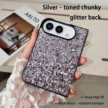 Premium Chic Ladies Glamorous Bling Glitter Foldable Protective Case, Compatible With IPhone Ultra Fold,Full Wrap Shock‑Absorbent Anti‑Scratch Phone Cover - Mauve Purple - View 3