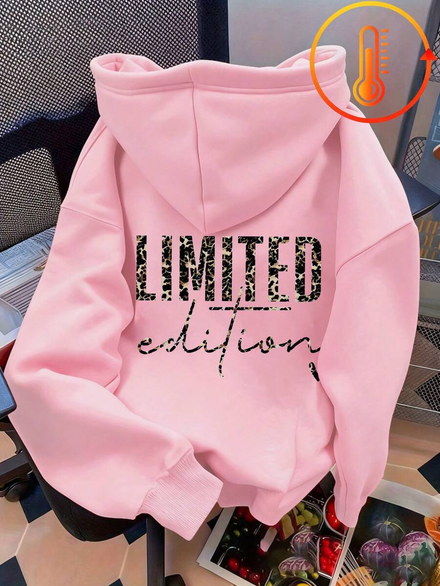 Tween Girl Fun Print Pullover Sweatshirt, Warm & Comfortable Thermal Lined Pullover Sweatshirt For Autumn/Winter - Pink - View 1