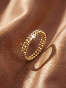 1pc Stackable Round Bead Ring, Elegant S925 Sterling Silver Jewelry Gift For Women - Ball Bead Ring - View 5