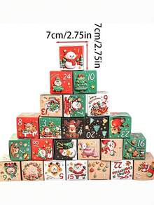 24Pcs/1pc Christmas Advent Calendar Gift Boxes, 24 Days Countdown Calendar Paper Packaging Box, DIY Countdown Empty Advent Calendar With Santa Claus And Reindeer Patterns, For Christmas Party Favors, Christmas Gifts, Winter Christmas Decoration - View 7