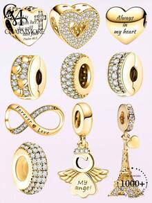 1pc Angel Tower Bead Pendant, Suitable For Women's Bracelet, Bangle DIY Jewelry Making And Daily Wear Accessories - Gold - View 13