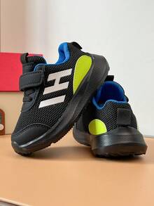 Kids Colorblock Breathable Mesh Shoes Back To School Season Simple Letter Soft Sole Kindergarten Casual Running Shoes - Black - View 3