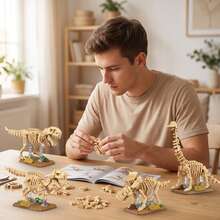 750PCS Dinosaur Skeleton Fossil Building Blocks Set T-Rex, Velociraptor, Triceratops, Stegosaurus, DIY Assembly Model Collectible Desktop Decor Dinosaur Enthusiast STEAM Educational Toy - Multicolor - View 6