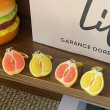 1pc Realistic 3D Peeled Pomelo Keychain, Fun Miniature Food Fruit Pendant, Creative Backpack Accessory Gift, Half-Cut Small Pomelo Fruit Store Resin Mini Accessory, Miniature Scene Decoration DIY Keychain (Random Style And Color) - Multi-color - View 2
