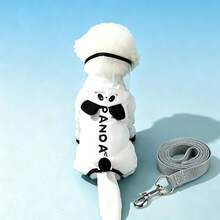 Panda Print Waterproof Dog Raincoat Set, Includes 1 Raincoat And 1 Free Waterproof Leash, Windproof And Fully Waterproof, Full Coverage Design, With Special Fasteners, Non-Slip Rubber Sole, Adjustable Hook And Loop, Full Paw Coverage - White - View 8