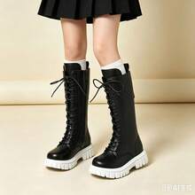 2026 New Fashion Versatile Tall Riding Boots Flat Sole Girls Kids Boots - Black - View 5