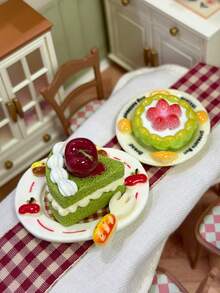 1 Set Mini Dessert Miniature Display Figurines, Realistic Small Plate Dessert Decor, Cake Set, Afternoon Tea Scene Display, Dopamine Desktop Decor Props, Office Decoration, Collectible Gift, Birthday Gift - Multicolor - View 3