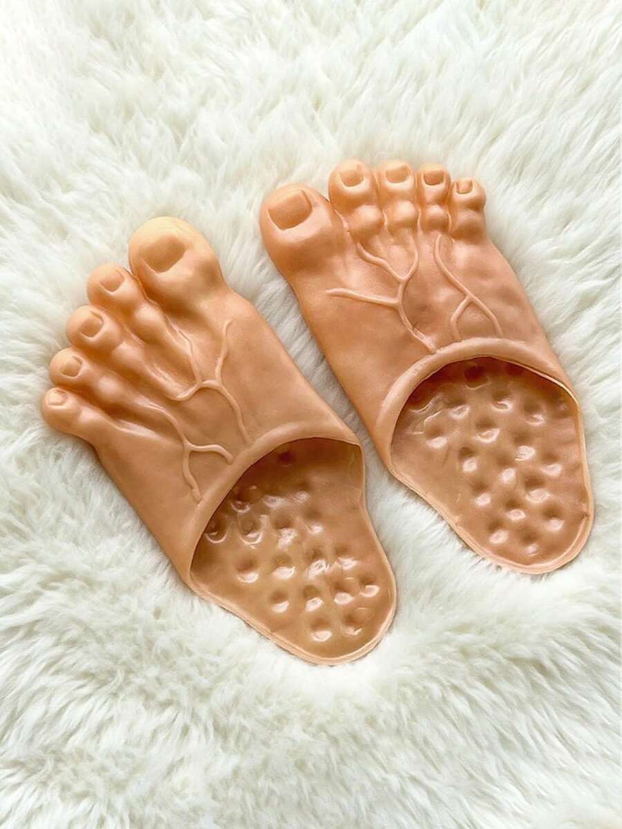 Men's Big Foot Slippers, Funny Creative Big Foot Monster Slippers, Costume Prop Slippers, Indoor Solid Color Men's House Slippers - Khaki - View 1