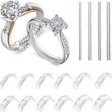 Ring Size Adjuster Set, Ring Anti-Slip Fixer, 8 Invisible Ring Sizers, 4 Spiral Tighteners, Unisex, Fits Oversized Loose Rings (1–8mm Width) - Transparent - View 1