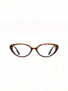 1 Pair Women's Leopard Print Cat Eye Decorative Glasses, Solid Color Full Frame Rivet Casual Style, Suitable For Daily Wear, Commuting, Office, School Opening Ceremony - Clear - View 4