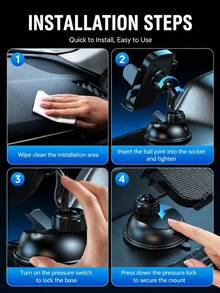 1pc Strong Suction Cup Car Phone Holder, 360° Rotatable Dashboard And Windshield Phone Mount, One-Hand Operation Mechanical Clamp Navigation Bracket, Universal Smartphone Car Accessory - A - View 9