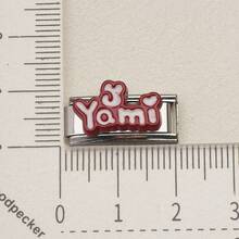 1PC Gold & Silver Tone Italian Modular Bracelet Links, "Pretty/Cute" Letter & Flower Enamel Charms, Pastel Color Cute Style DIY Jewelry Supplies - Korean Style Lettering - View 16