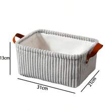 Faux Leather Laundry Basket, Large Capacity Handheld Storage Bin For Baby Daily Essentials, Clothes, Socks, Underwear, Desktop Toys And Miscellaneous Items - Multicolor - View 3