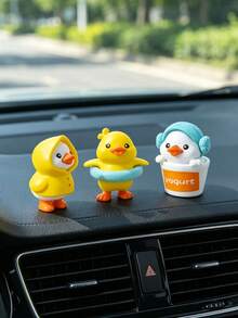 Summer Cute Duck Figurine, Adorable Duck Car Interior Decor, Desktop Ornament, Christmas Desktop Decoration - Multiple Styles - View 3