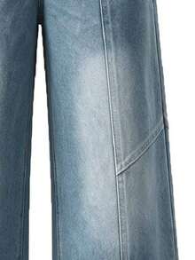 Young Boy Casual Letter Embroidered Straight Leg Jeans - Blue - View 5