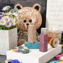 1pc Random Color Self-Adhesive Glitter Crystal Rhinestone Sticker Diamond Ribbon Sticker Rhinestone Craft Car Phone Bag Gift Party Home Decor - Rhinestone Stickers - View 9