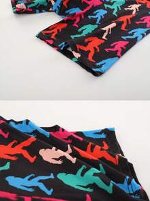 1pc Men's Boxer Briefs, Black Background With Colorful Big Foot Silhouette All-Over Print, Soft Skin-Friendly Fabric, Playful Urban Style, Suitable For Daily Casual Wear - Multicolor - View 4