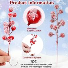 1/15pcs Christmas Tree Wreath Frost Artificial Red Berry Branches, Room Decor, Christmas Decor Home, Christmas Decorations, Snowy Christmas Red Spray Painted Decorative Branches, Holly Berry Branches, Christmas Tree Decoration, Holiday Handmade, Christmas Hanging Decor, Room Decoration - Snowberry - View 11