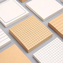 2PCS Minimalist Grid Sticky Notes - Random Color - Creative Tearable Memo Pad - Student Use Adhesive Square Note Paper - one-size - View 4