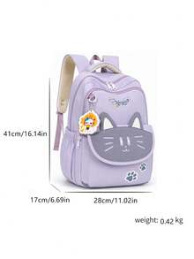 Cute Cat Ear Student Backpack, Large Capacity Lightweight Burden-Reducing School Bag For Kids, Middle School And High School Students, Casual Travel And Short Trip Bag, Multi-Compartment Waterproof Storage Backpack, Multiple Colors Available For Girls, College Style - A - View 5