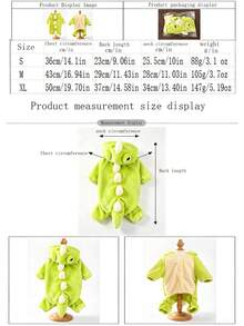 1pc Pet Supplies, Pet Autumn And Winter Dinosaur Costume, Suitable For Small Dogs, Cats, And Versatile For Festivals. - Green - View 2
